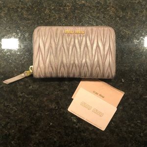 Miu Miu Matelasse Small Leather Zip Wallet
